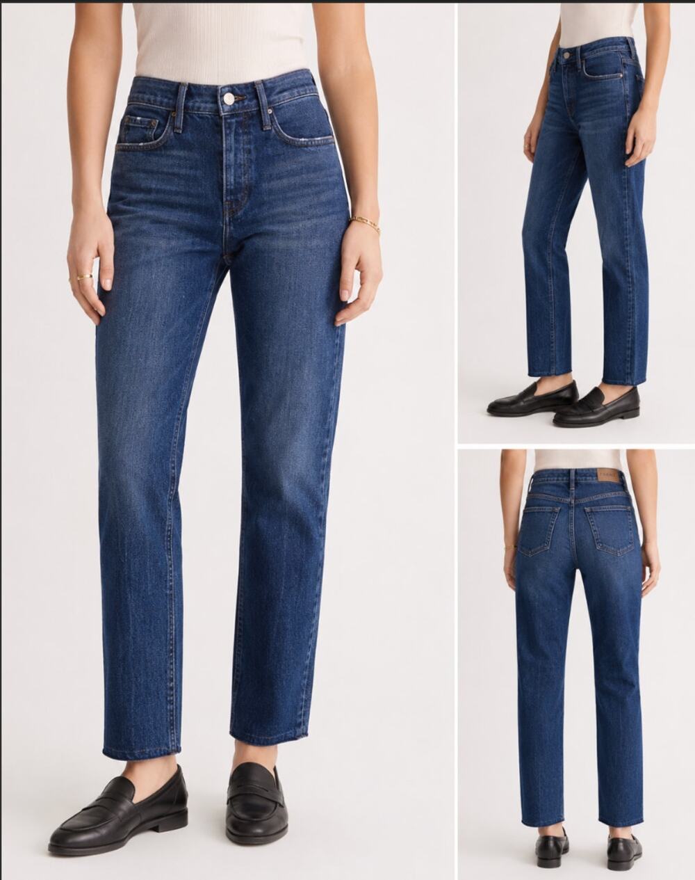 Frame Le Sylvie Slender Straight Leg Jeans Heritage Raw Hem Preppy Dark Wash